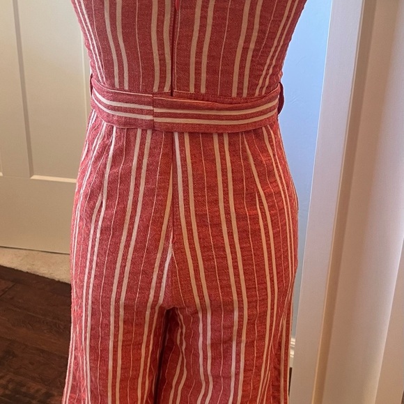 Ett:Twa Anthropologie Red  and White Striped Jumpsuit Size XS 100% Linen - Picture 7 of 11